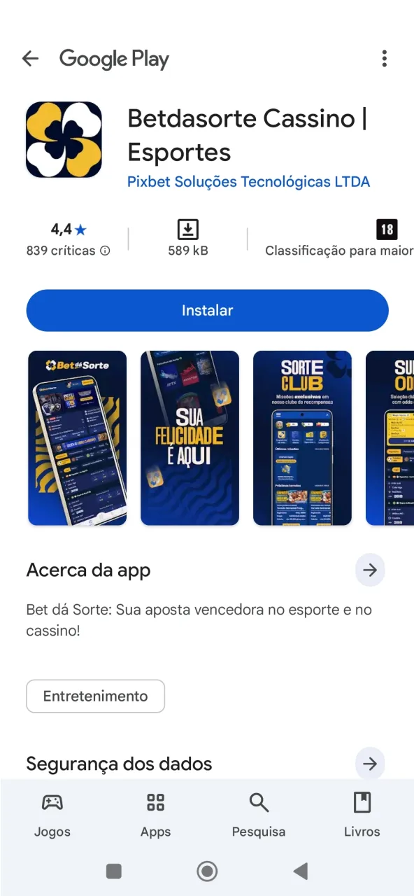Como instalar o aplicativo Bet da Sorte diretamente pelo Google Play.