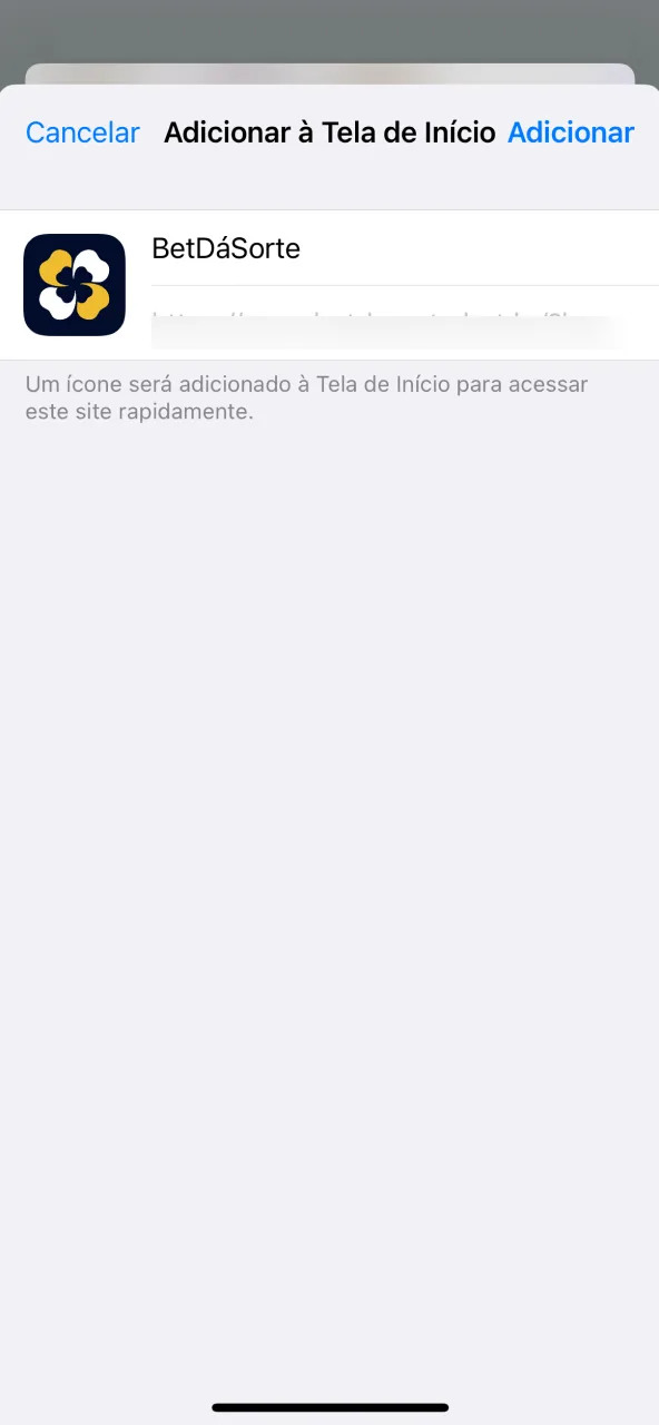 Ajuste o nome e toque em Adicionar para salvar o Bet da Sorte.