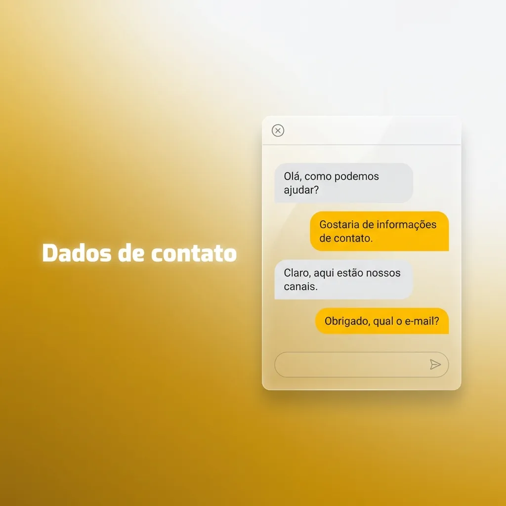 Bloco “Dados de contato” com canais de suporte 24h: chat ao vivo, e-mail, formulário de ajuda e e-mail para parcerias