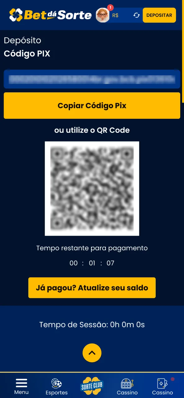 Confirme a transação após definir o valor na plataforma Bet da Sorte.