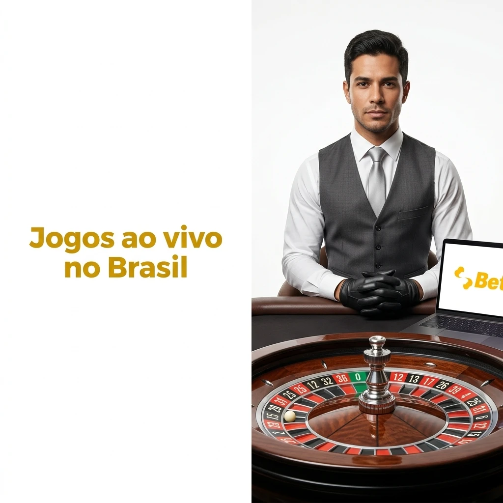 Dealer em mesa de cassino ao vivo com tema brasileiro, interface mobile e jogos como roleta, blackjack e Crazy Time